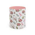 Breast Cancer Awareness Floral Accent Coffee Mug — Pink Ribbon 11/15oz