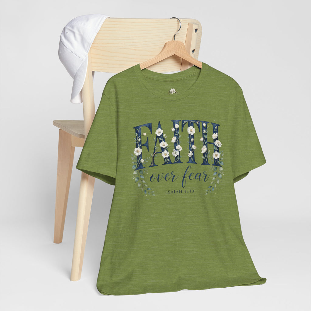 Faith Over Fear T‑Shirt — Floral Scripture Tee (Isaiah 41:10)