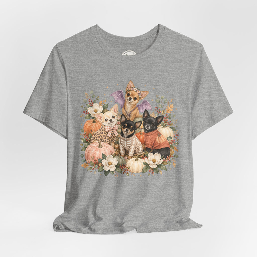 Halloween Puppies Pumpkin Tee — Cute Dogs in Costumes Fall T-Shirt