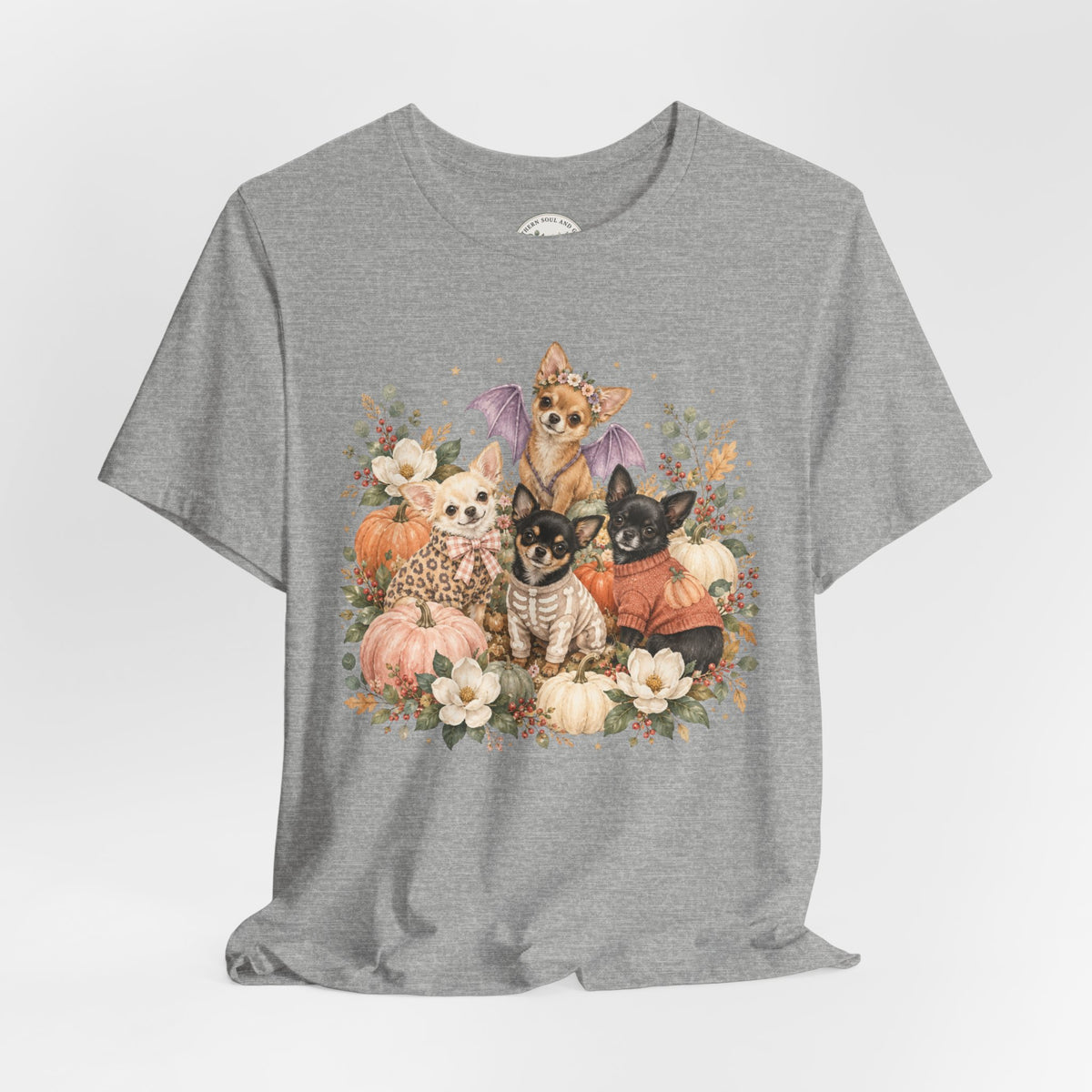 Halloween Puppies Pumpkin Tee — Cute Dogs in Costumes Fall T-Shirt