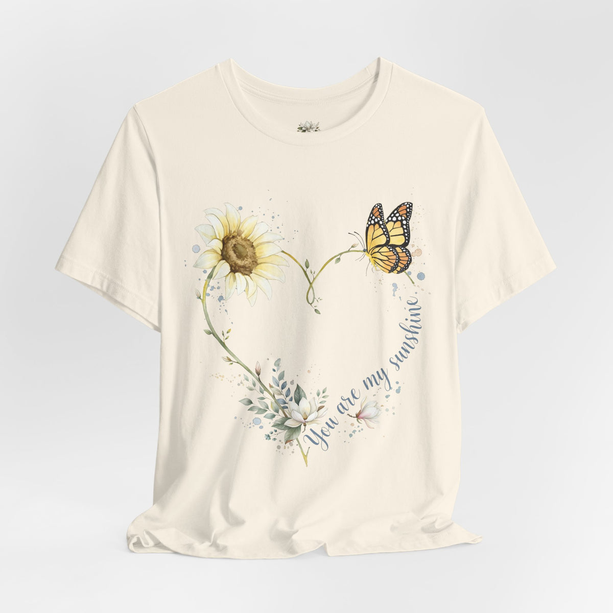 Sunflower & Butterfly Heart Tee — "You are my sunshine" Floral Graphic T-Shirt