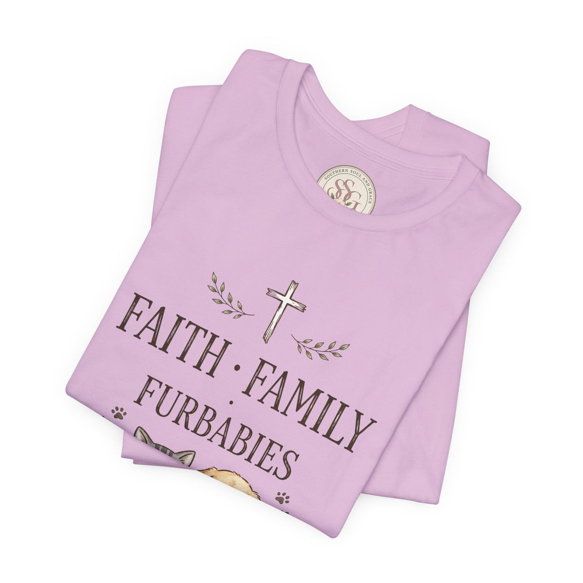 Faith Family Furbabies T-Shirt — Cute Pet Faith Shirt for Cat & Dog Lovers