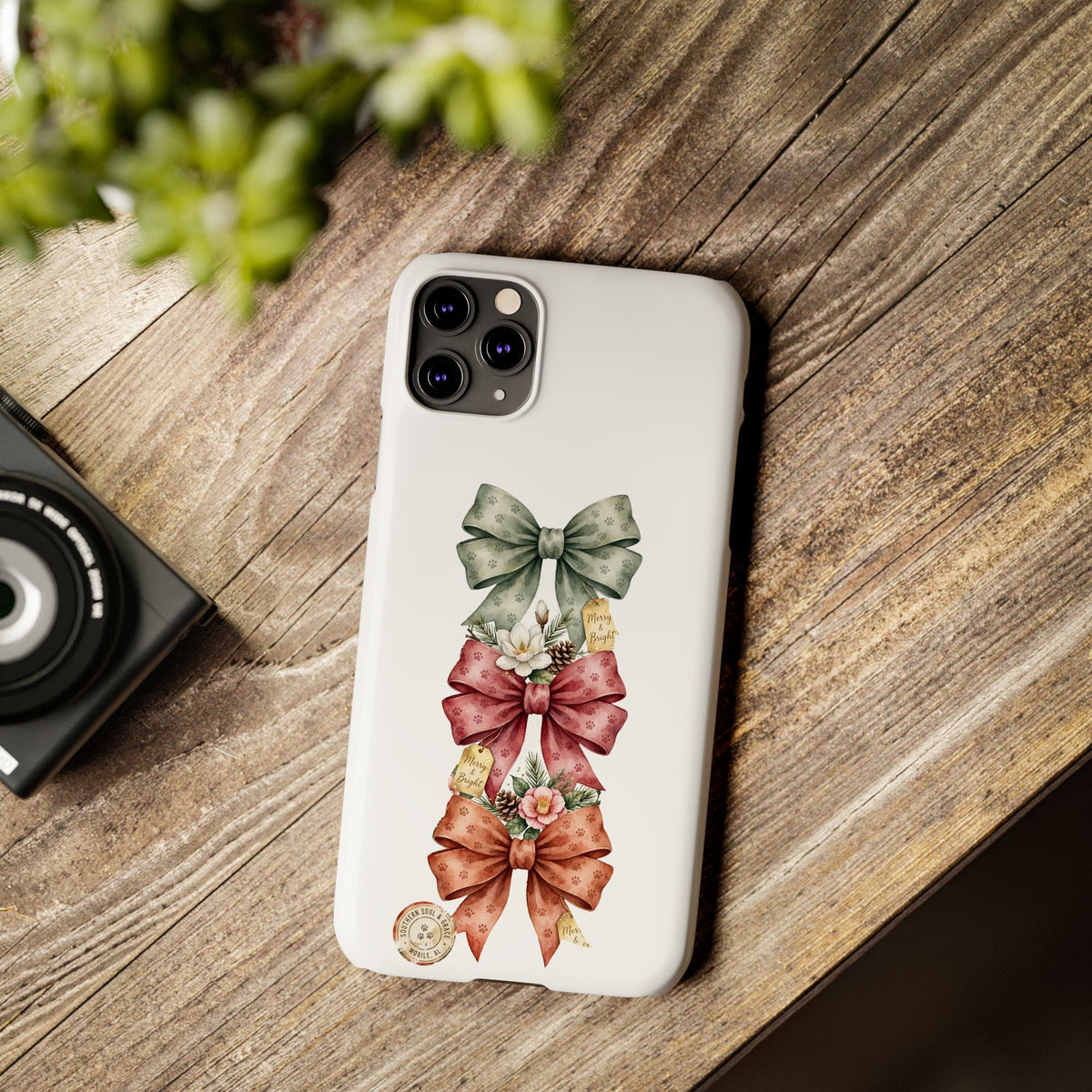 Slim Phone Case — Vintage Bow Trio Floral Design