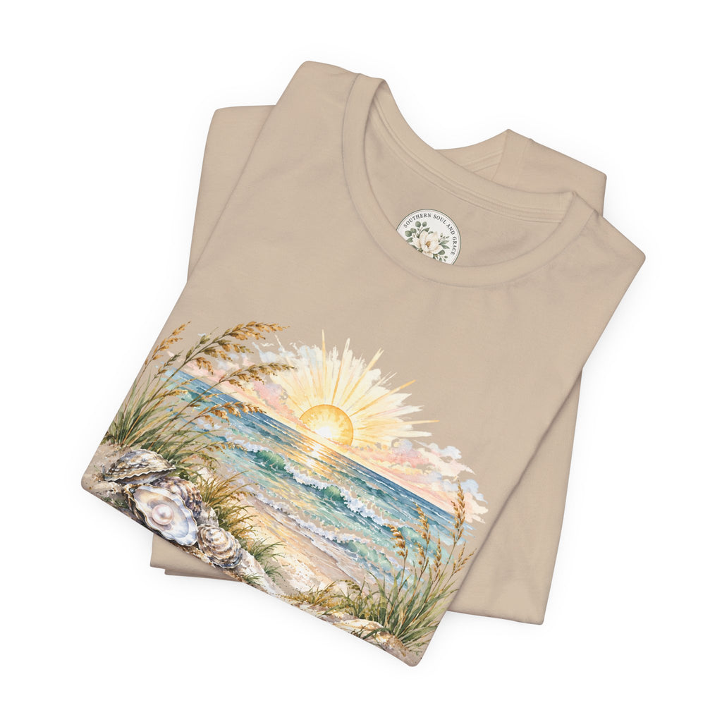 Sunrise Beach Tee — Coastal Ocean Sunset Graphic T-Shirt