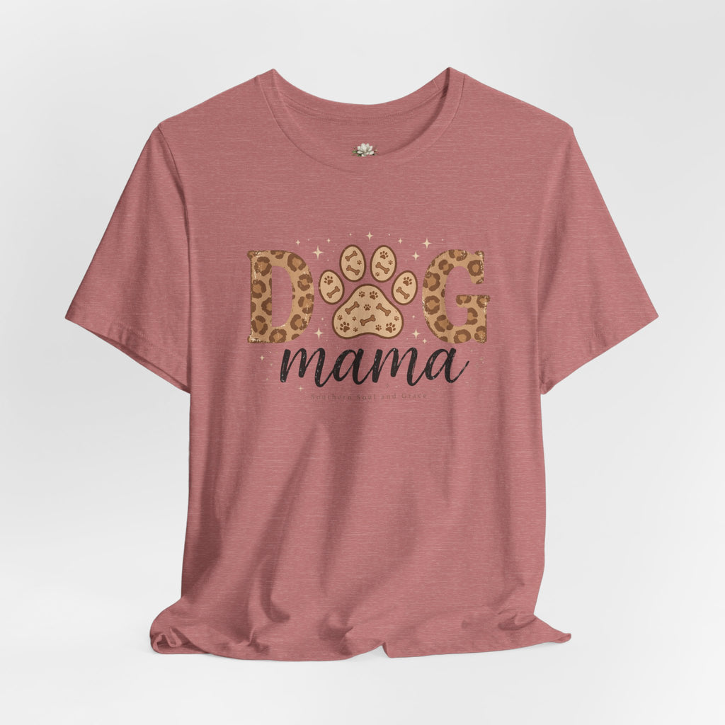 Dog Mama T‑Shirt — Leopard Paw Graphic Tee for Dog Lovers