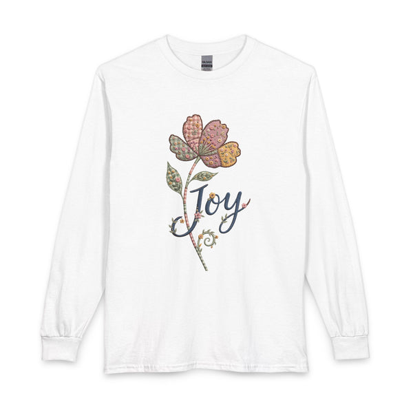 Joy Floral Long Sleeve Tee — Vintage Patchwork Flower Design