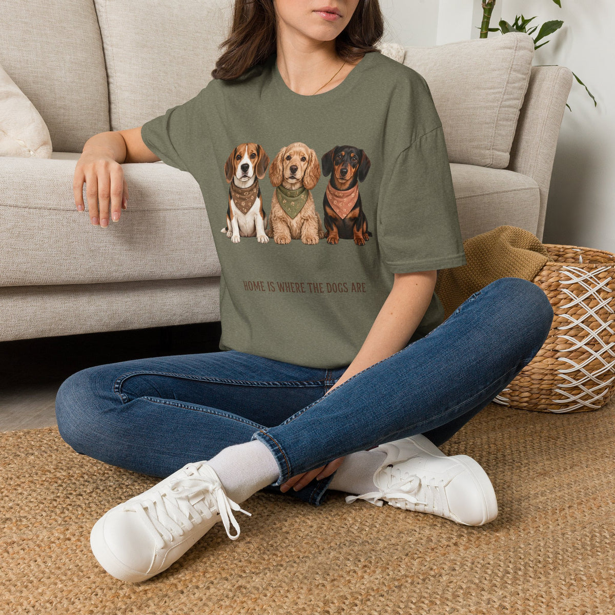 Three Cute Dogs T-Shirt | Beagle Cocker Dachshund Illustration