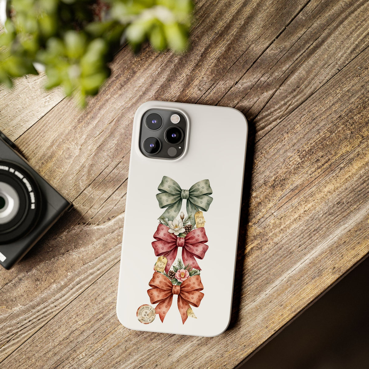 Slim Phone Case — Vintage Bow Trio Floral Design