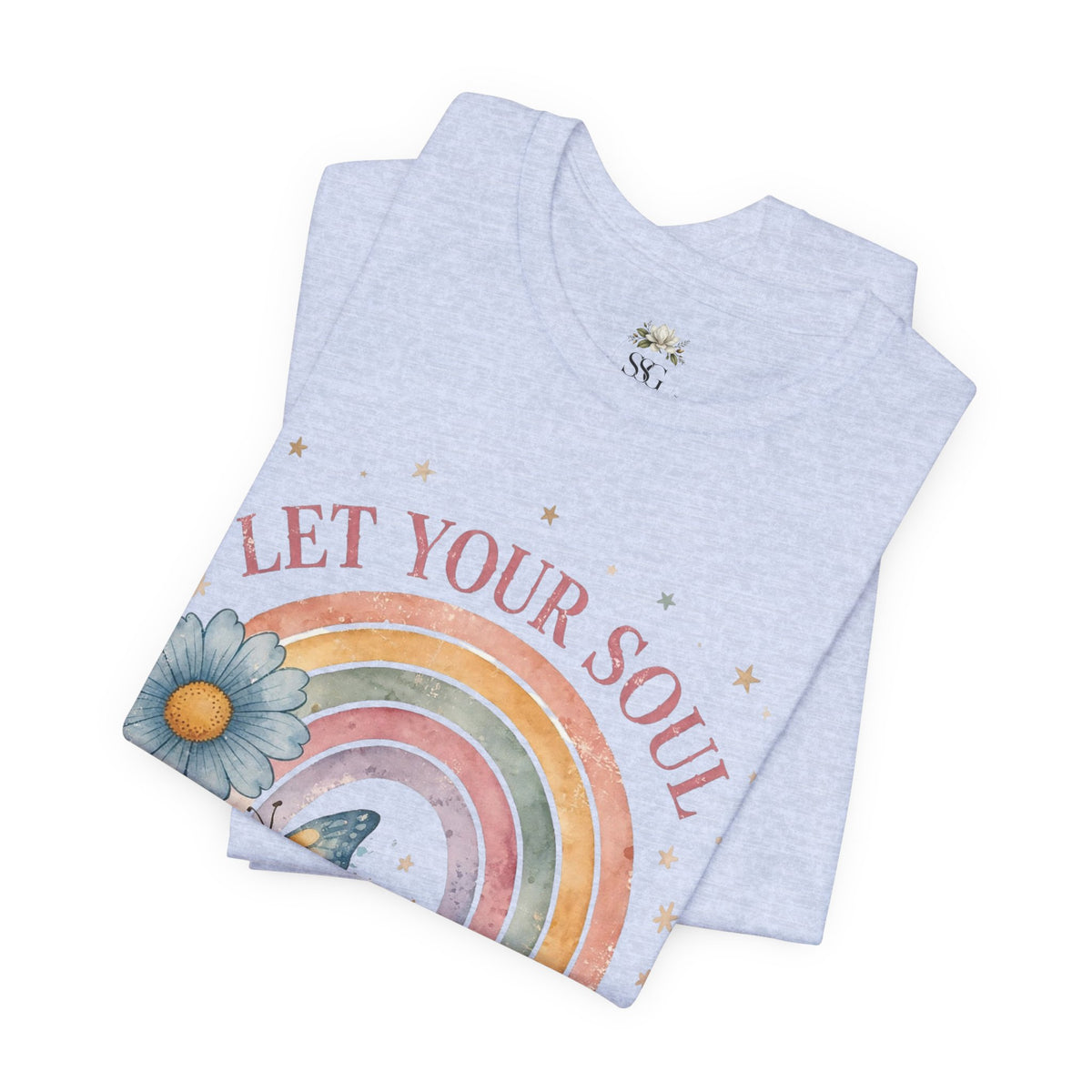 Let Your Soul Shine Rainbow Tee — Inspirational Floral Vintage Graphic T-Shirt