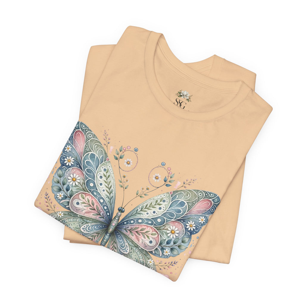Butterfly Floral Tee — Watercolor Boho Butterfly Graphic T-Shirt