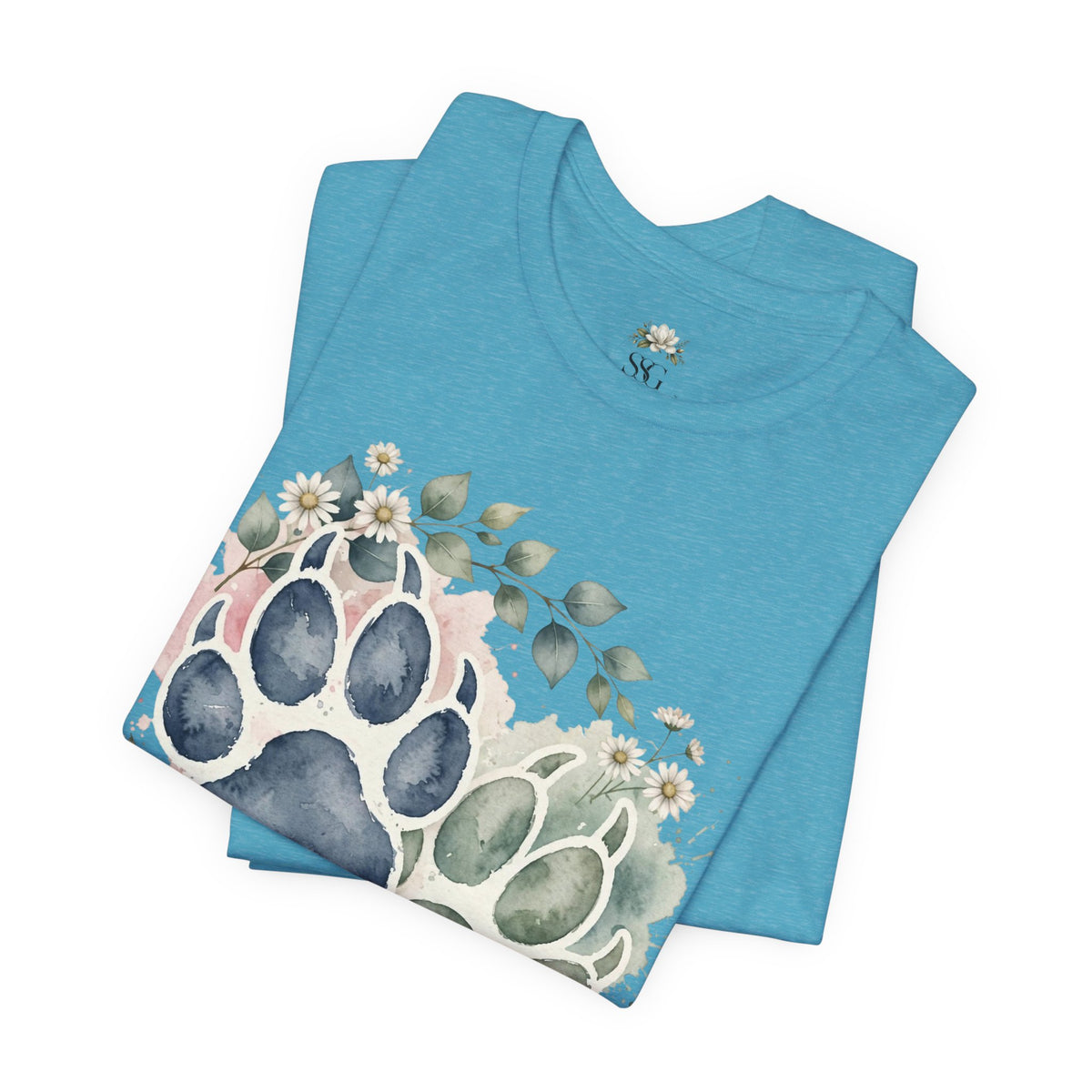 Floral Watercolor Paw Print T-Shirt Southern Soul and Grace