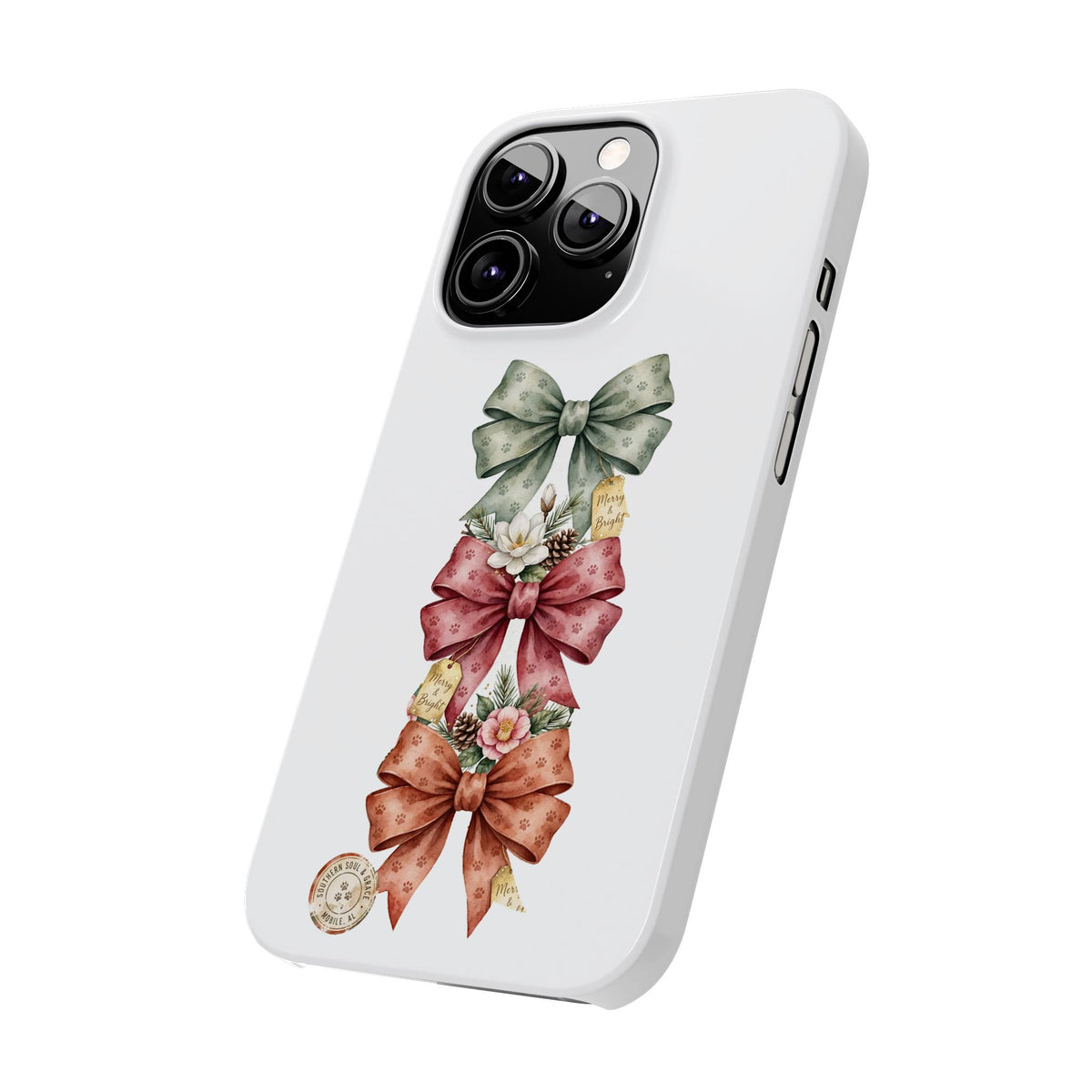 Slim Phone Case — Vintage Bow Trio Floral Design