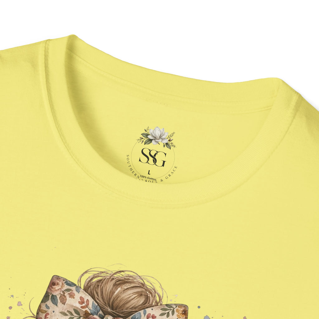 Blessed Mama T-Shirt — Floral Bow Mama Graphic Tee for Moms