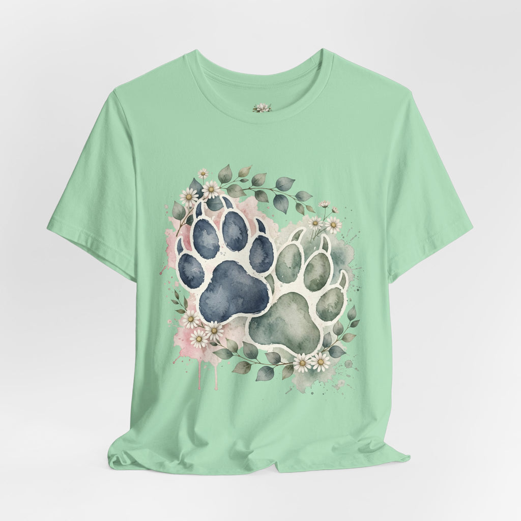 Floral Watercolor Paw Print T-Shirt Southern Soul and Grace