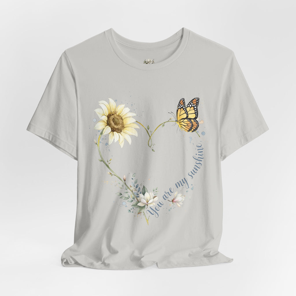 Sunflower & Butterfly Heart Tee — "You are my sunshine" Floral Graphic T-Shirt