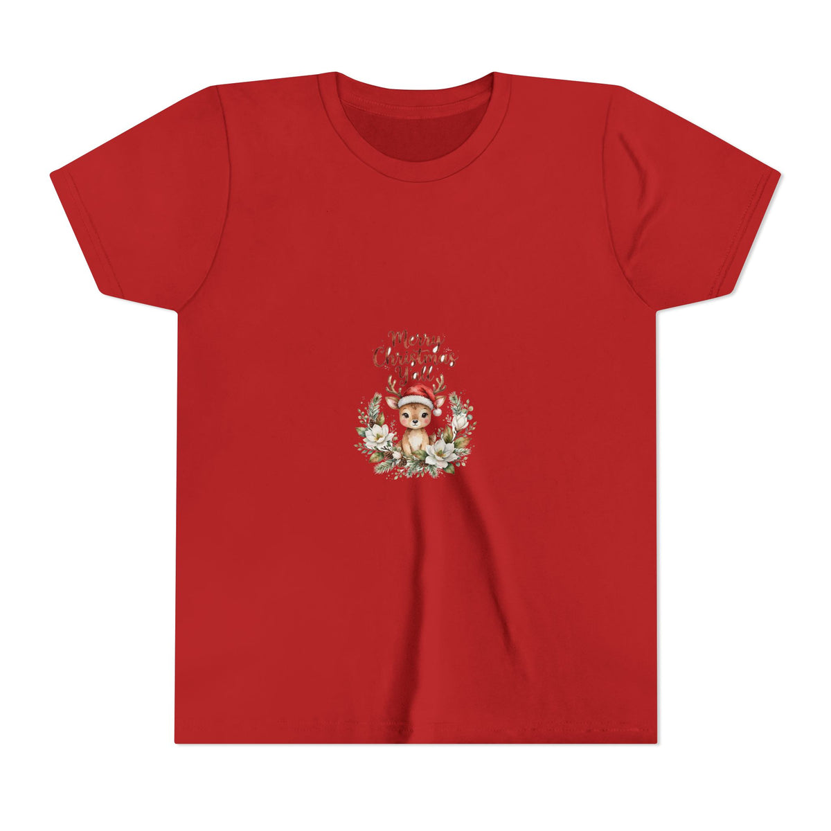 Merry Christmas Y'all Kids T-Shirt — Reindeer Santa Hat Tee