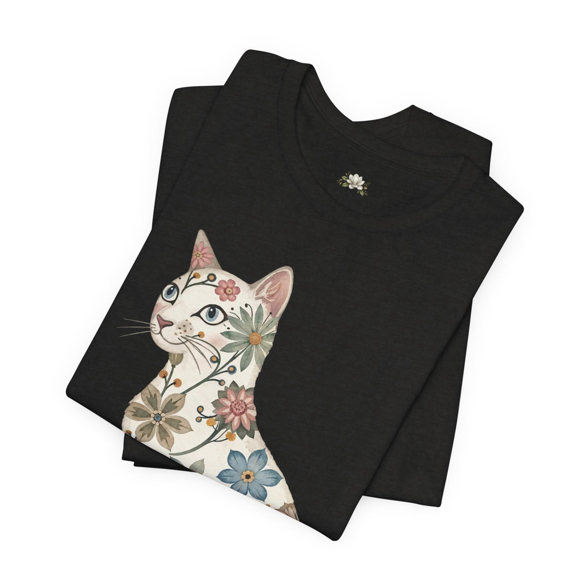Floral Cat T-Shirt — Vintage Botanical Kitty Tee