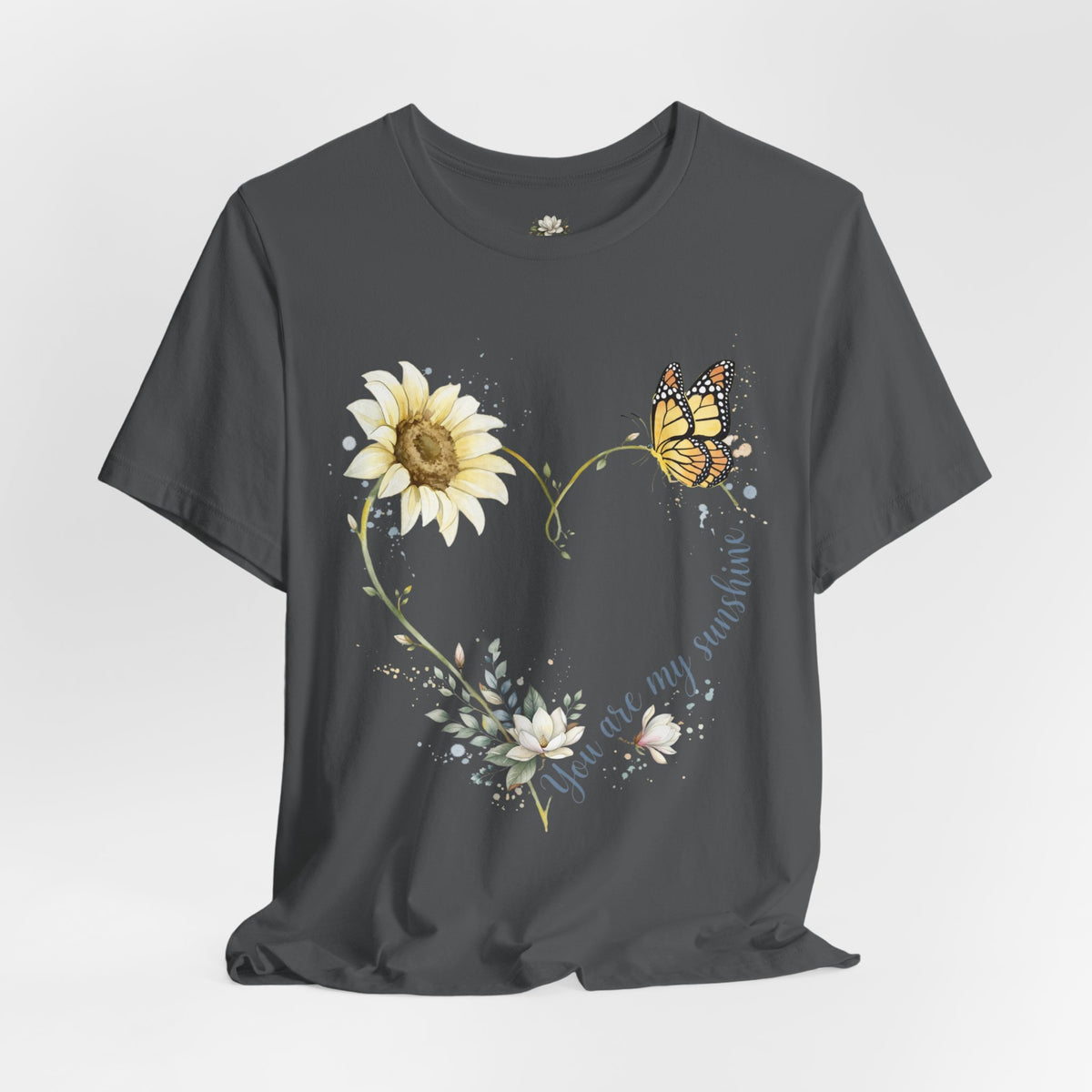 Sunflower & Butterfly Heart Tee — "You are my sunshine" Floral Graphic T-Shirt