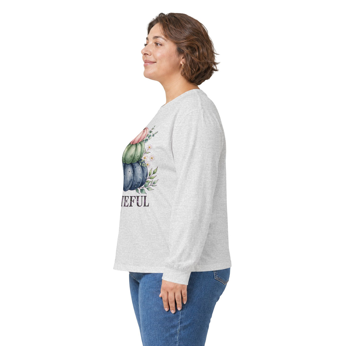 Grateful Pastel Pumpkin Stack Long Sleeve Tee