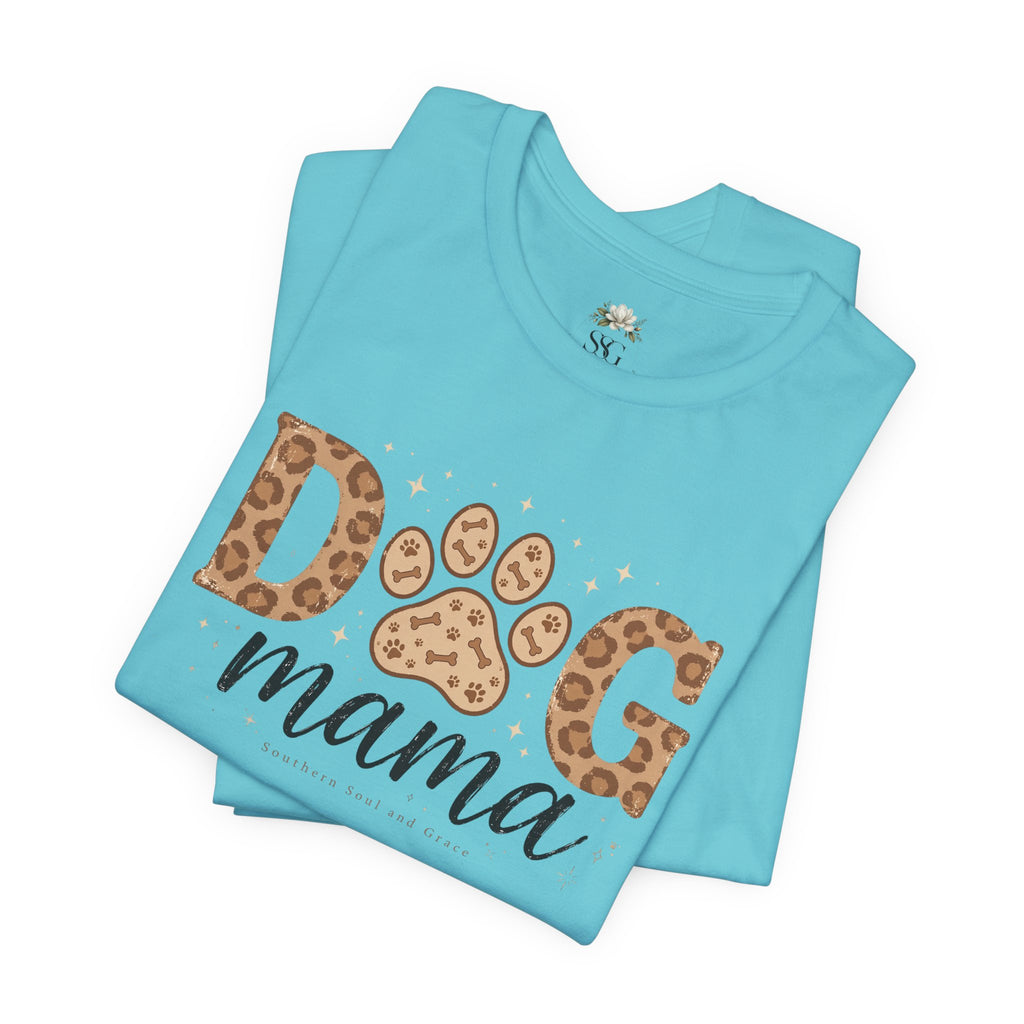 Dog Mama T‑Shirt — Leopard Paw Graphic Tee for Dog Lovers