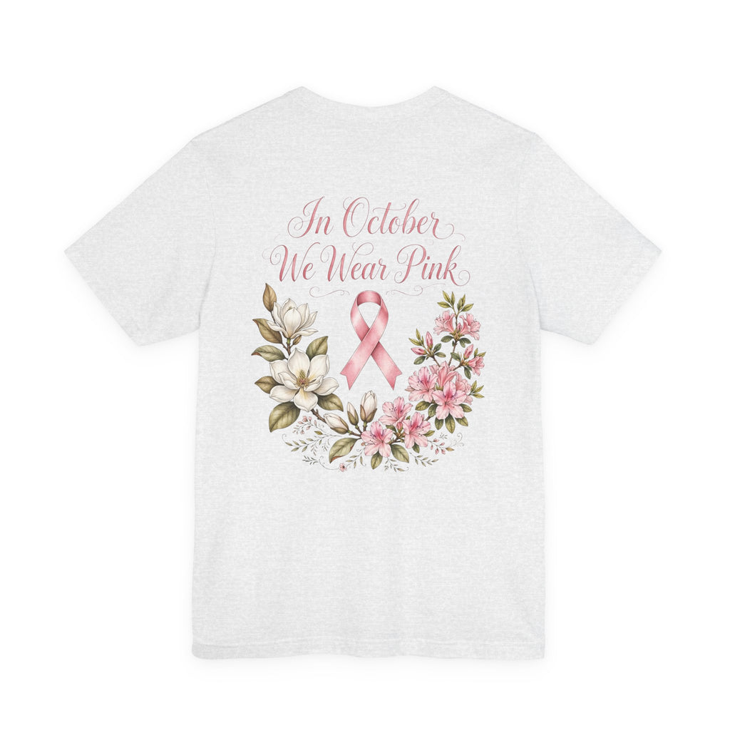Breast Cancer Awareness Floral Tee — "In October We Wear Pink" T-Shirt - view 16