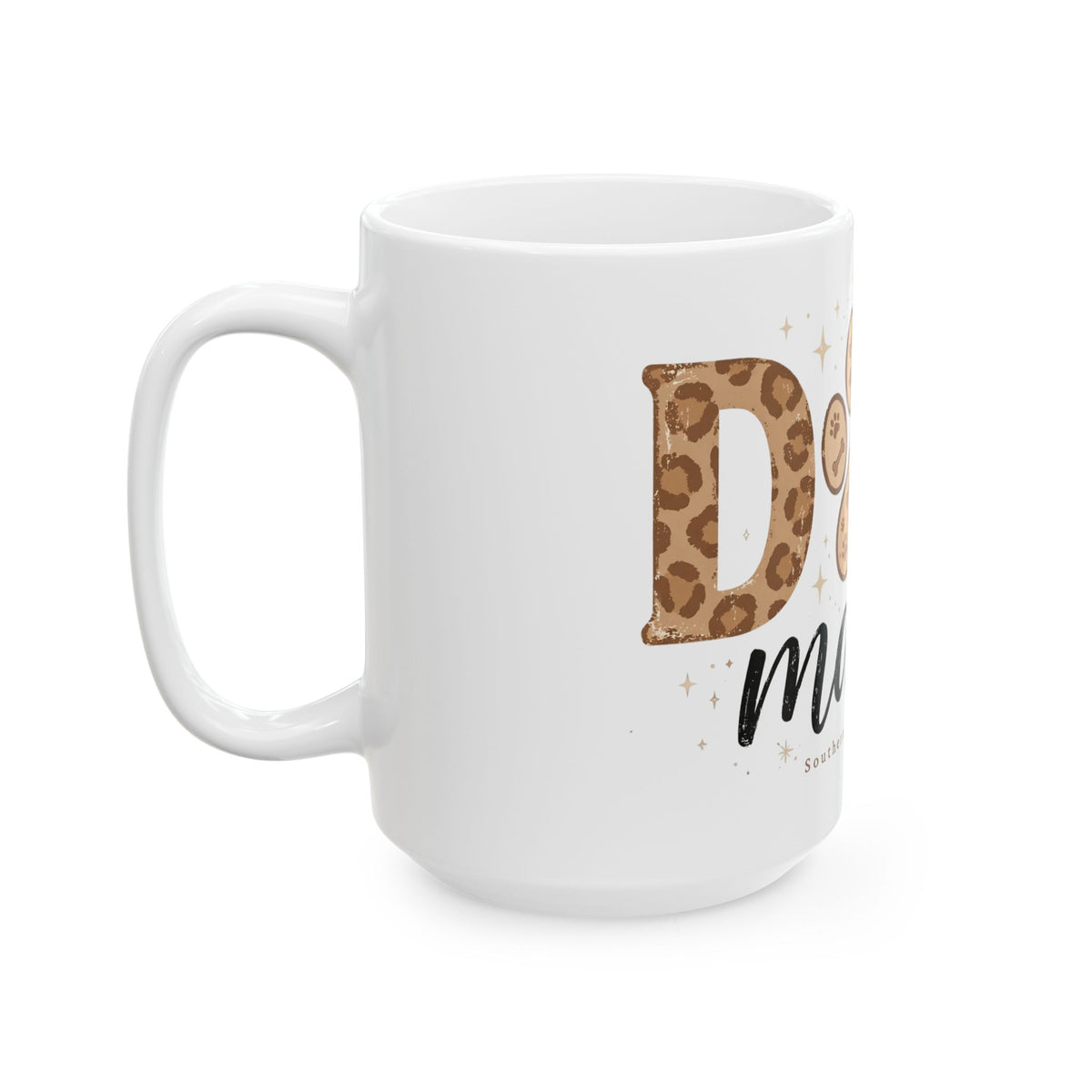 Dog Mama Leopard Paw Ceramic Mug — Cute Pet Mom Coffee Cup (11oz & 15oz)