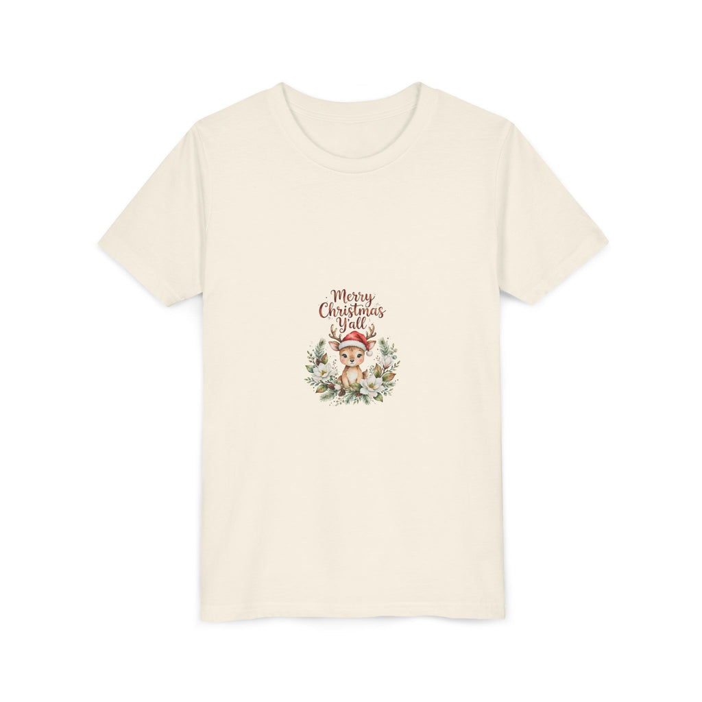 Merry Christmas Y'all Kids T-Shirt — Reindeer Santa Hat Tee