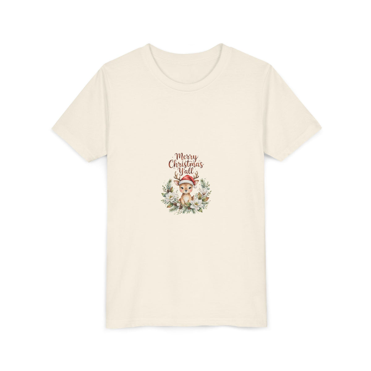 Merry Christmas Y'all Kids T-Shirt — Reindeer Santa Hat Tee
