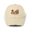 Autumn Cozy Dog Distressed Cap — Fall Pumpkins & Plaid Chair Design