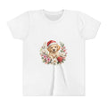 Christmas Puppy Kids T-Shirt — Puppy Santa Hat Floral Tee