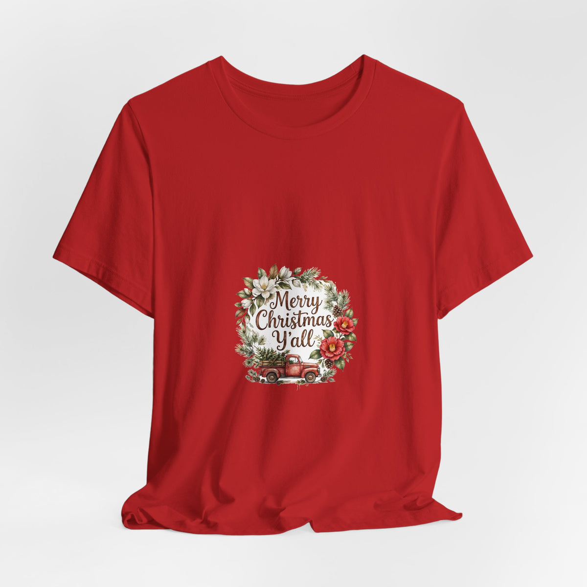 Merry Christmas Y'all Adult T-Shirt — Vintage Truck Christmas Tee