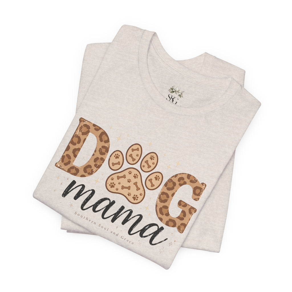 Dog Mama T‑Shirt — Leopard Paw Graphic Tee for Dog Lovers