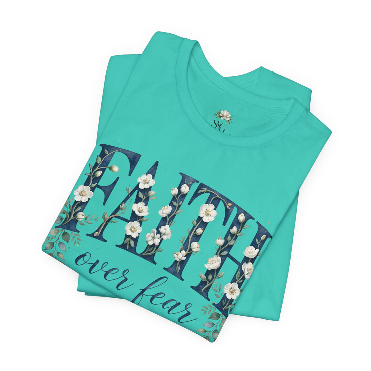 Faith Over Fear T‑Shirt — Floral Scripture Tee (Isaiah 41:10)