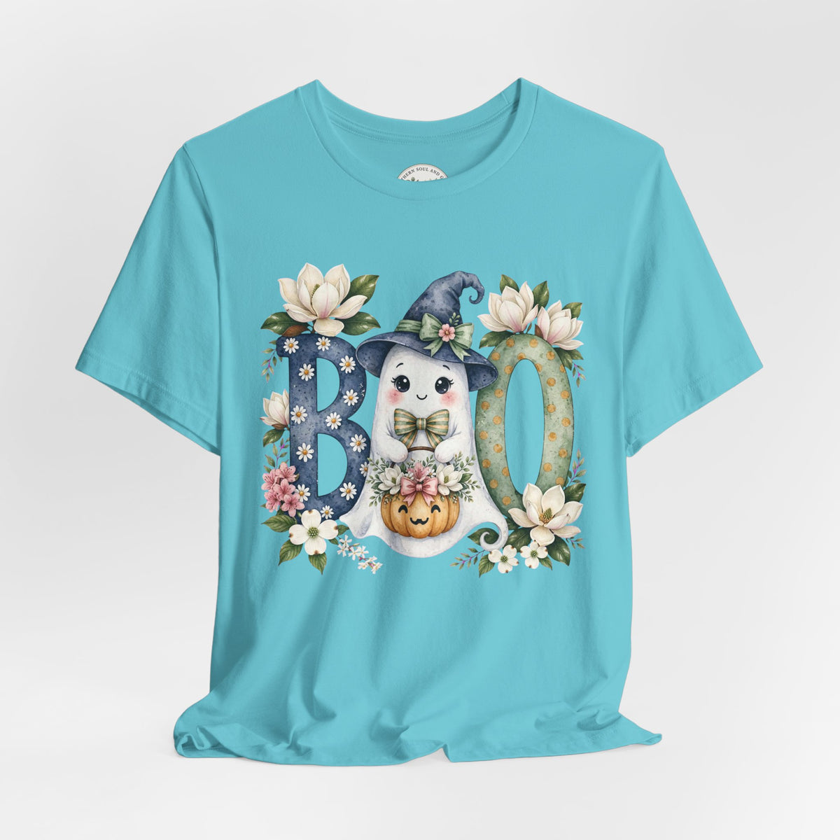 Boo Floral Ghost Tee — Cute Halloween Ghost & Pumpkin Shirt