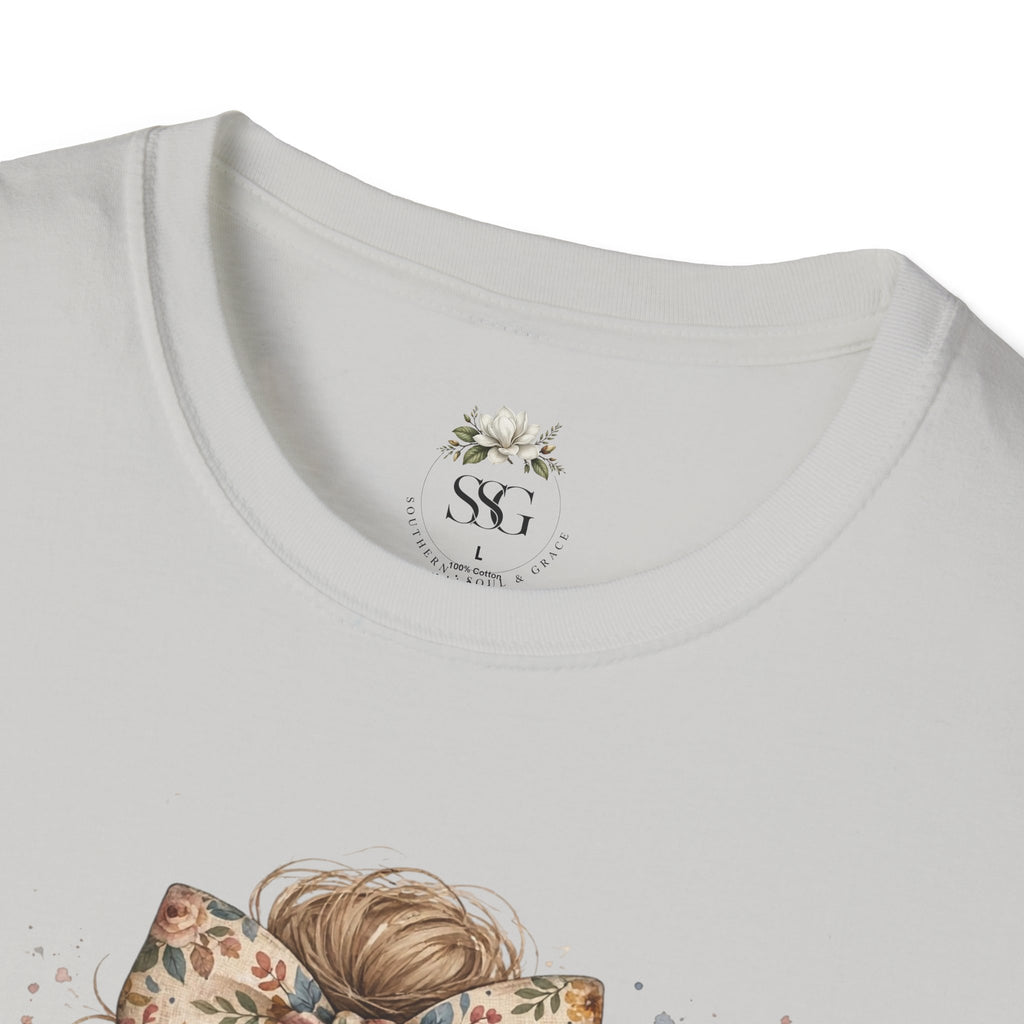 Blessed Mama T-Shirt — Floral Bow Mama Graphic Tee for Moms