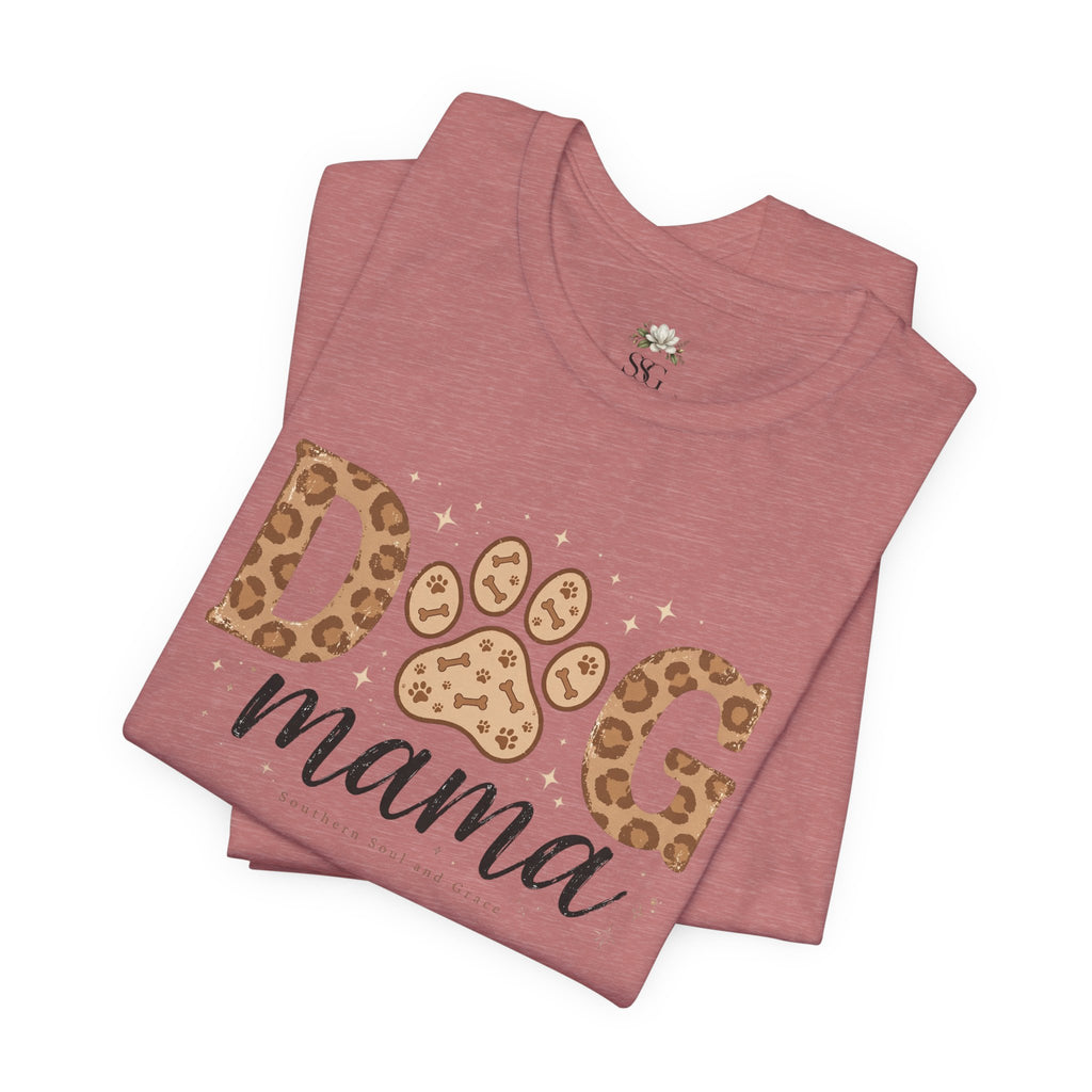Dog Mama T‑Shirt — Leopard Paw Graphic Tee for Dog Lovers