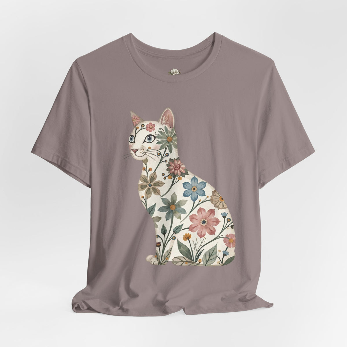 Floral Cat T-Shirt — Vintage Botanical Kitty Tee