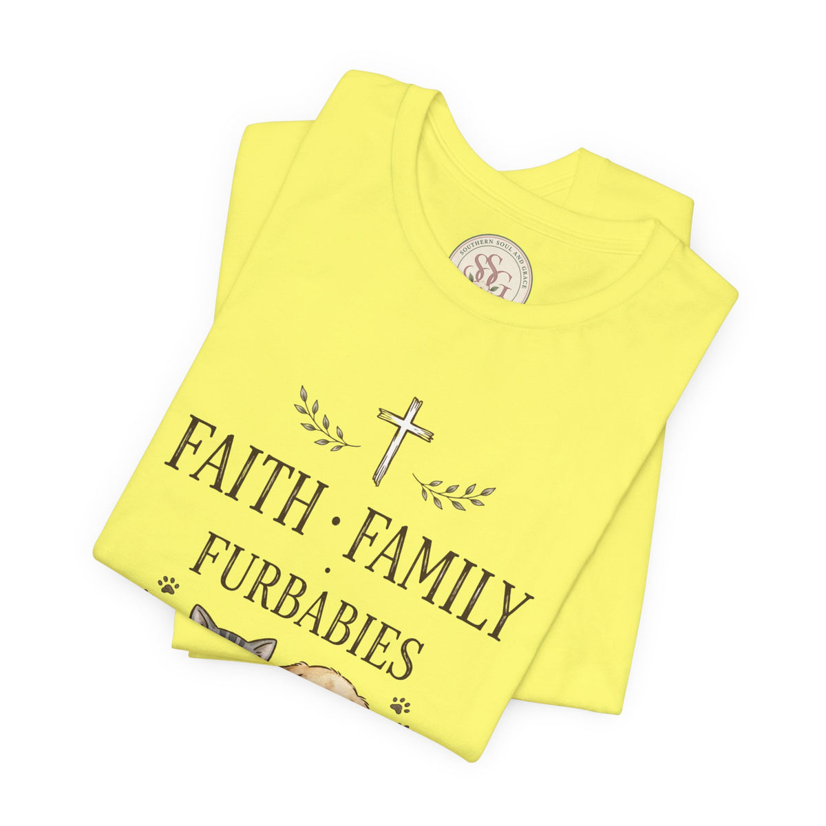 Faith Family Furbabies T-Shirt — Cute Pet Faith Shirt for Cat & Dog Lovers