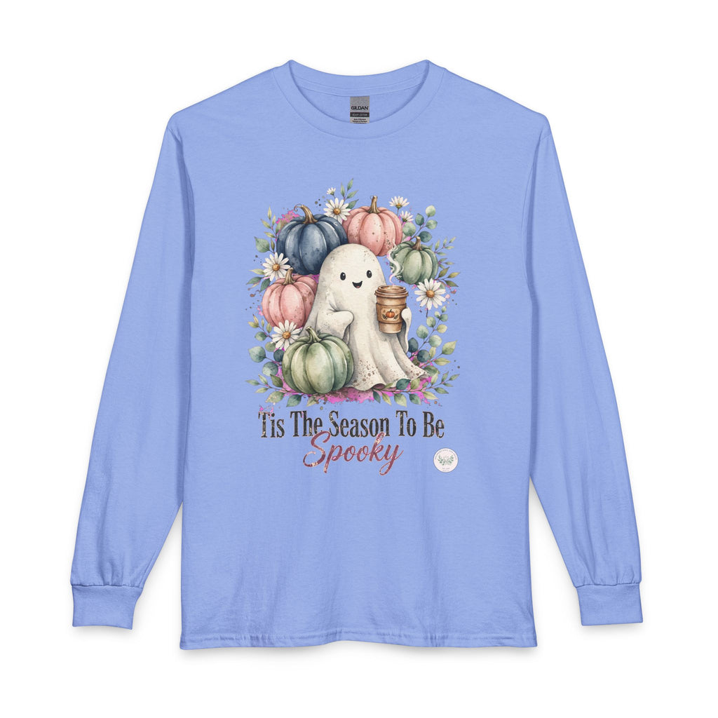 Spooky Season Ghost Long Sleeve Tee – "Tis The Season To Be Spooky" Halloween Shirt