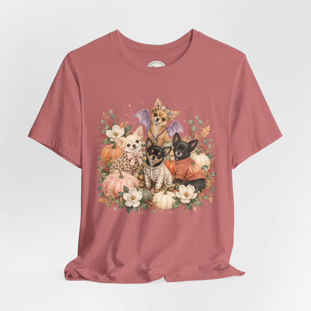 Halloween Puppies Pumpkin Tee — Cute Dogs in Costumes Fall T-Shirt