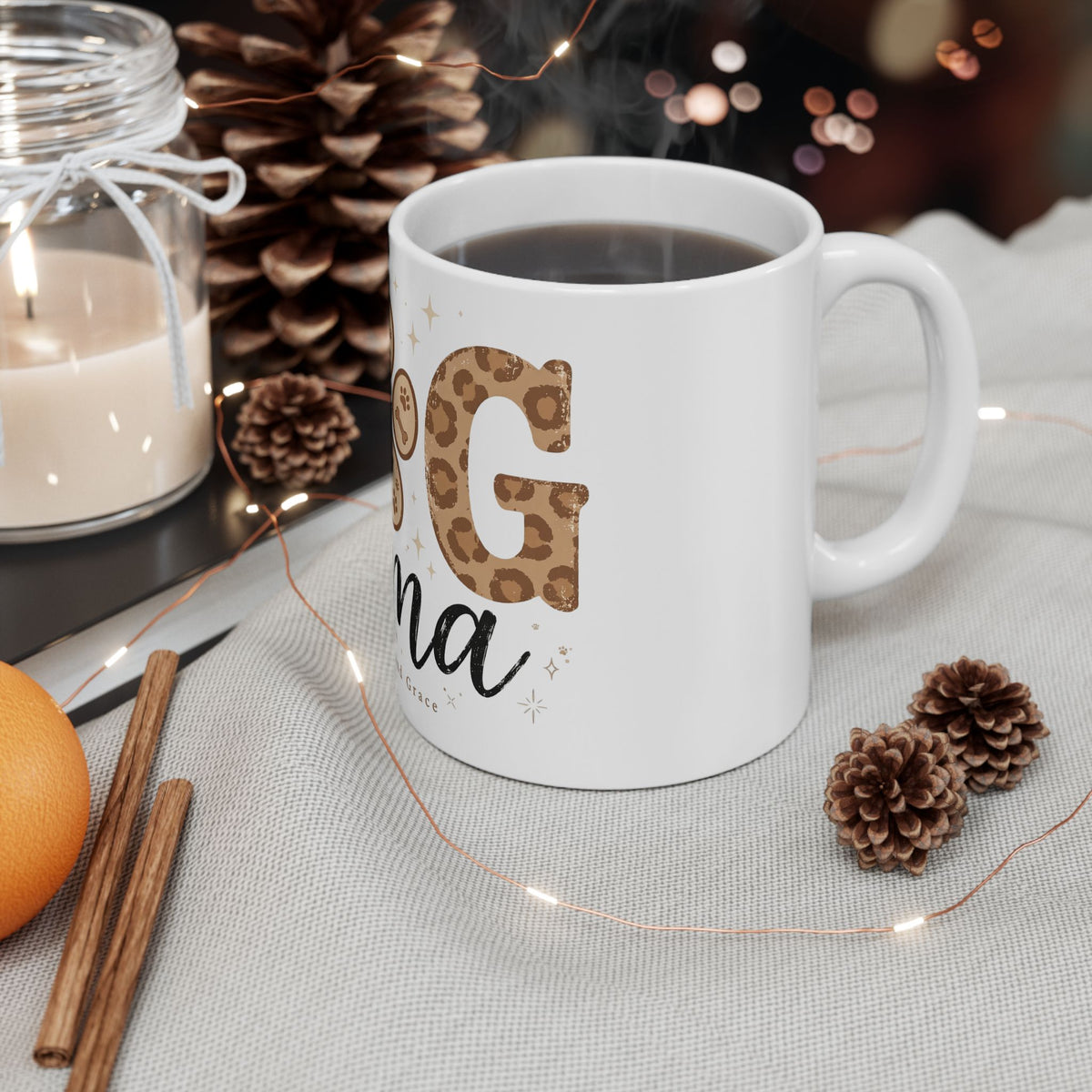 Dog Mama Leopard Paw Ceramic Mug — Cute Pet Mom Coffee Cup (11oz & 15oz)