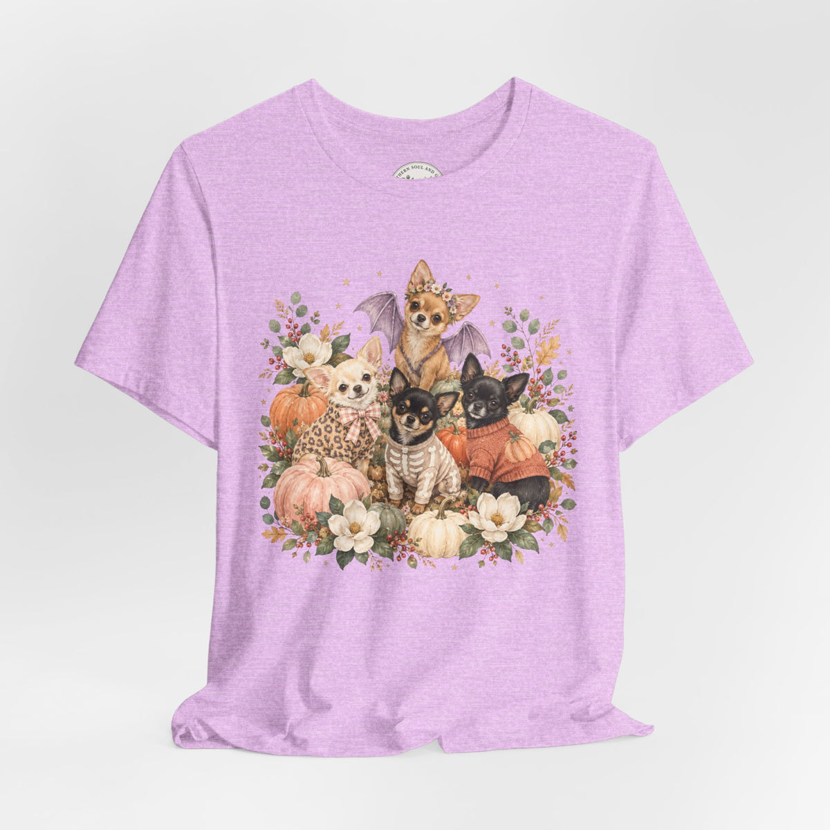 Halloween Puppies Pumpkin Tee — Cute Dogs in Costumes Fall T-Shirt