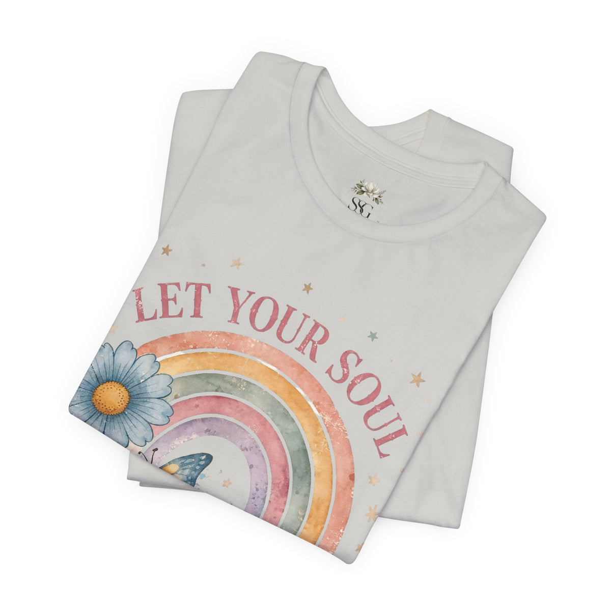 Let Your Soul Shine Rainbow Tee — Inspirational Floral Vintage Graphic T-Shirt