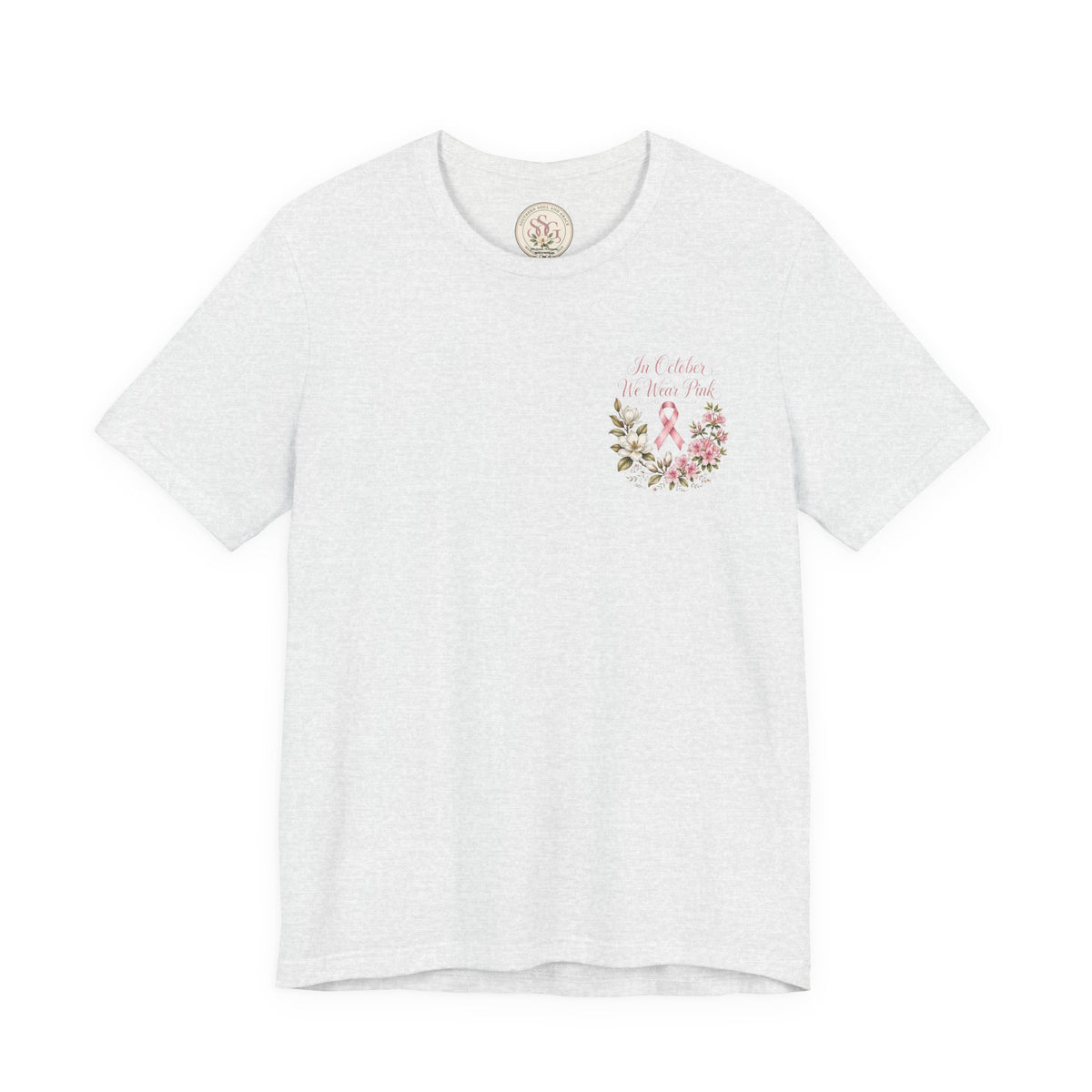 Breast Cancer Awareness Floral Tee — "In October We Wear Pink" T-Shirt - view 3