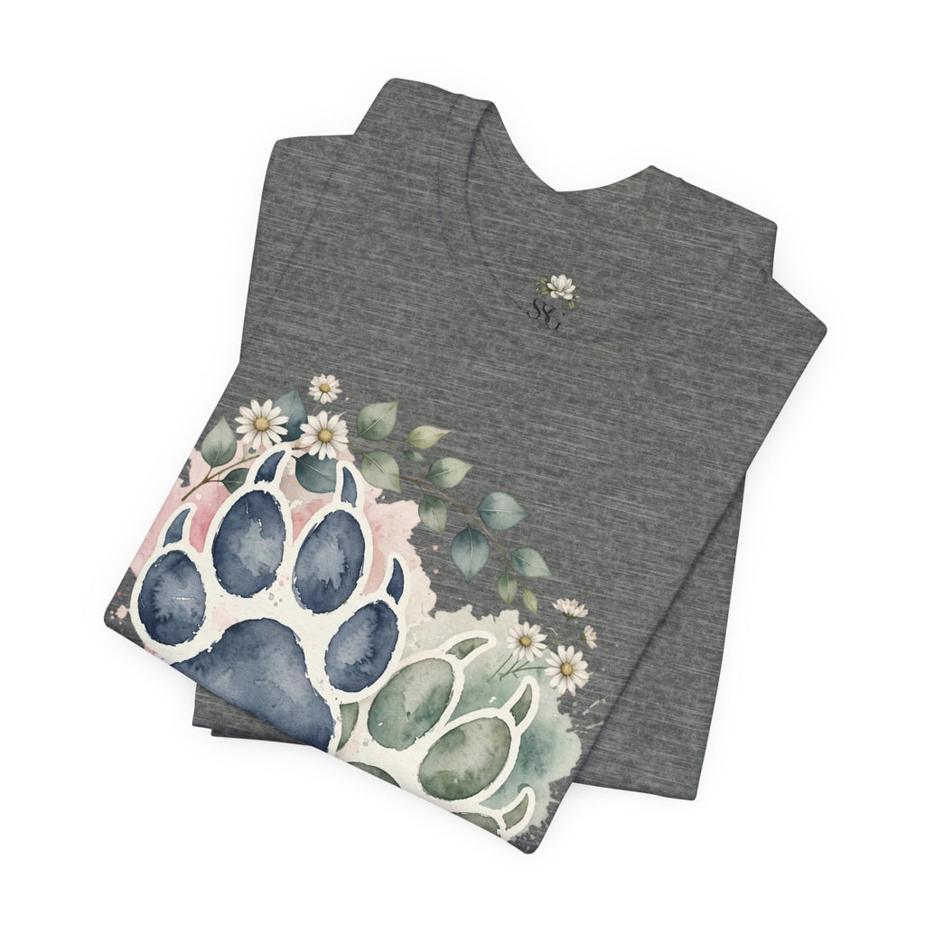 Floral Watercolor Paw Print T-Shirt Southern Soul and Grace