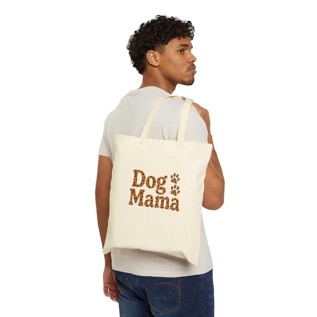 Dog Mama Canvas Tote Bag – Cute Paw Print Shopper for Dog Lovers