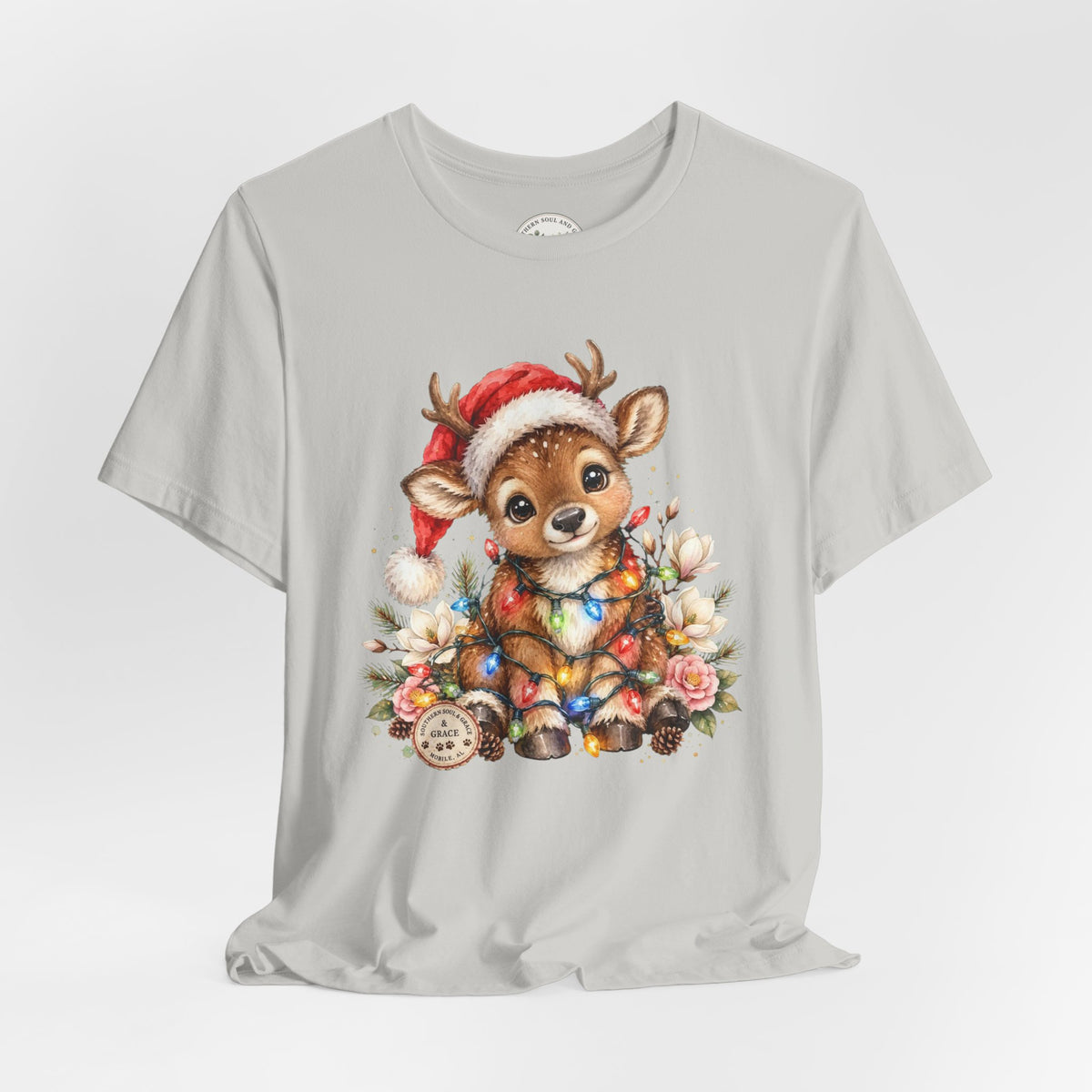 Christmas Reindeer Tee — Cute Baby Reindeer in Santa Hat Holiday T-Shirt