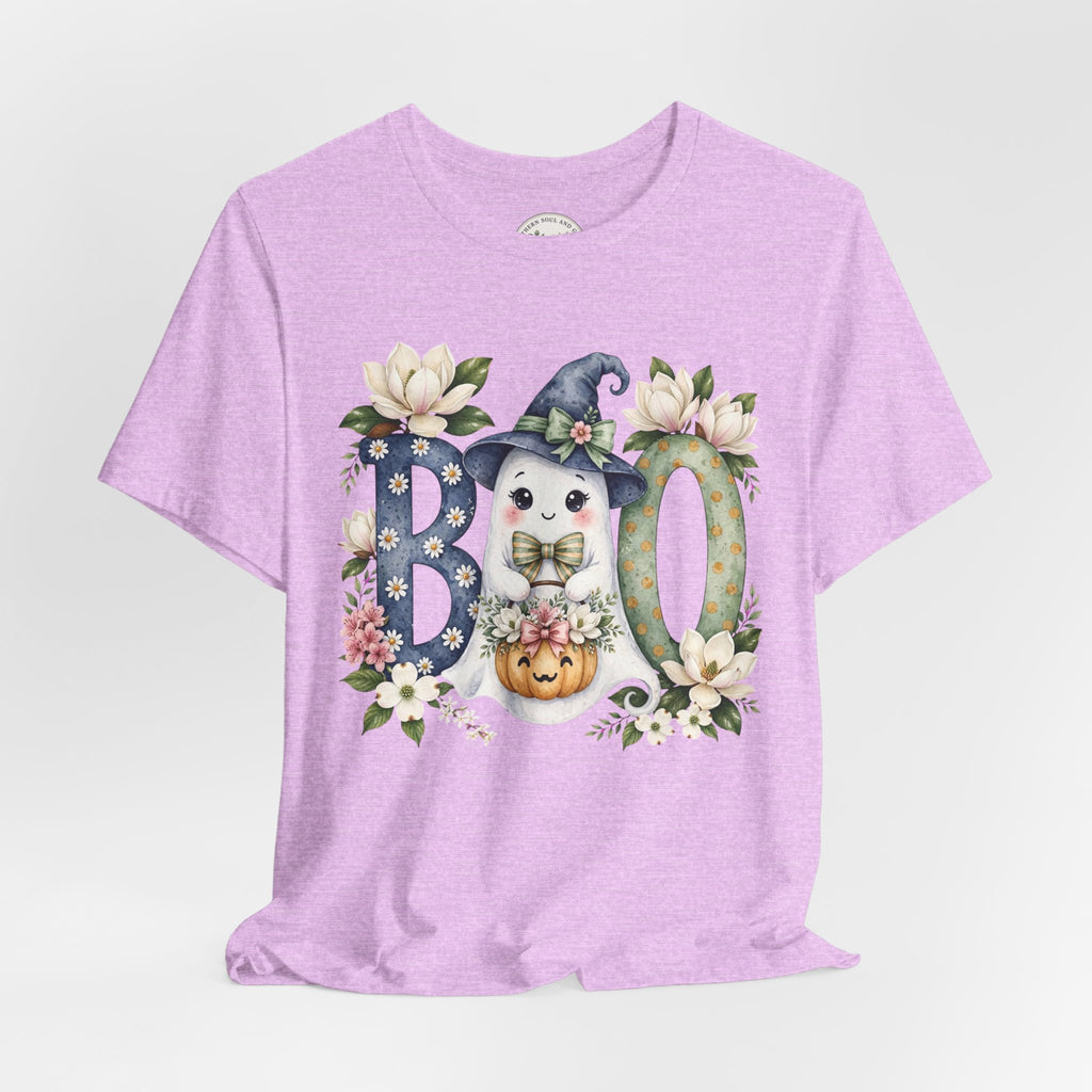 Boo Floral Ghost Tee — Cute Halloween Ghost & Pumpkin Shirt
