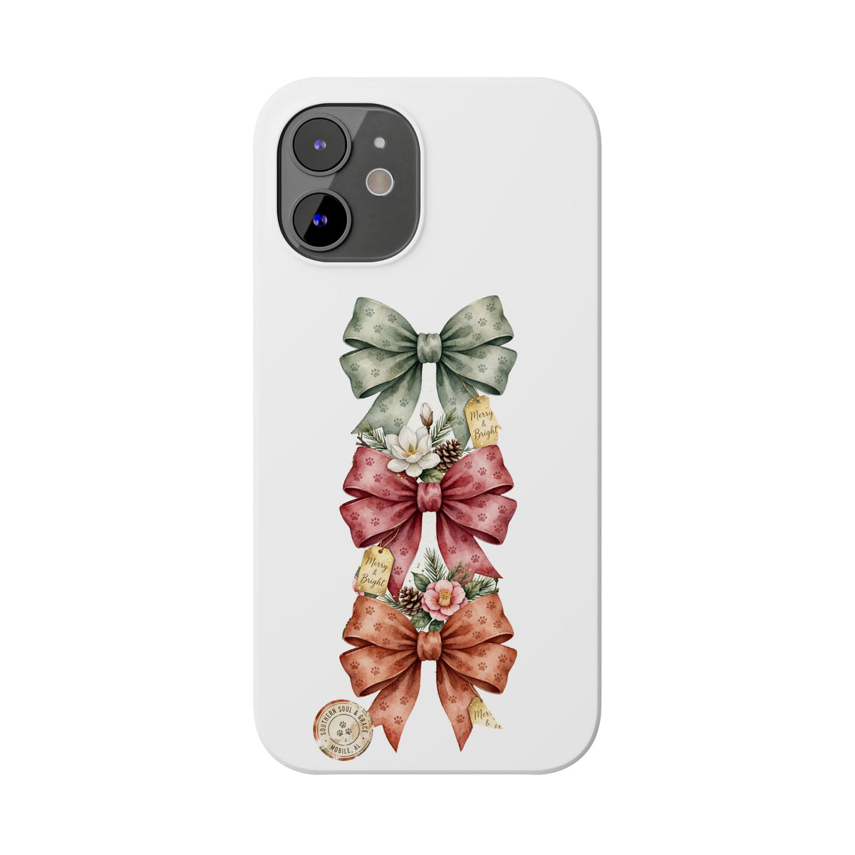 Slim Phone Case — Vintage Bow Trio Floral Design