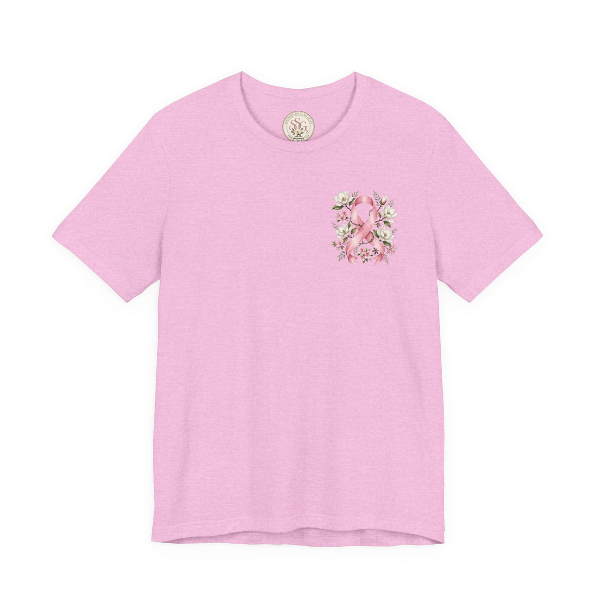Breast Cancer Awareness Floral Ribbon T‑Shirt - view 4
